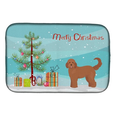 Carolines Treasures Tan Goldendoodle Christmas Tree Dish Drying Mat CK3839DDM